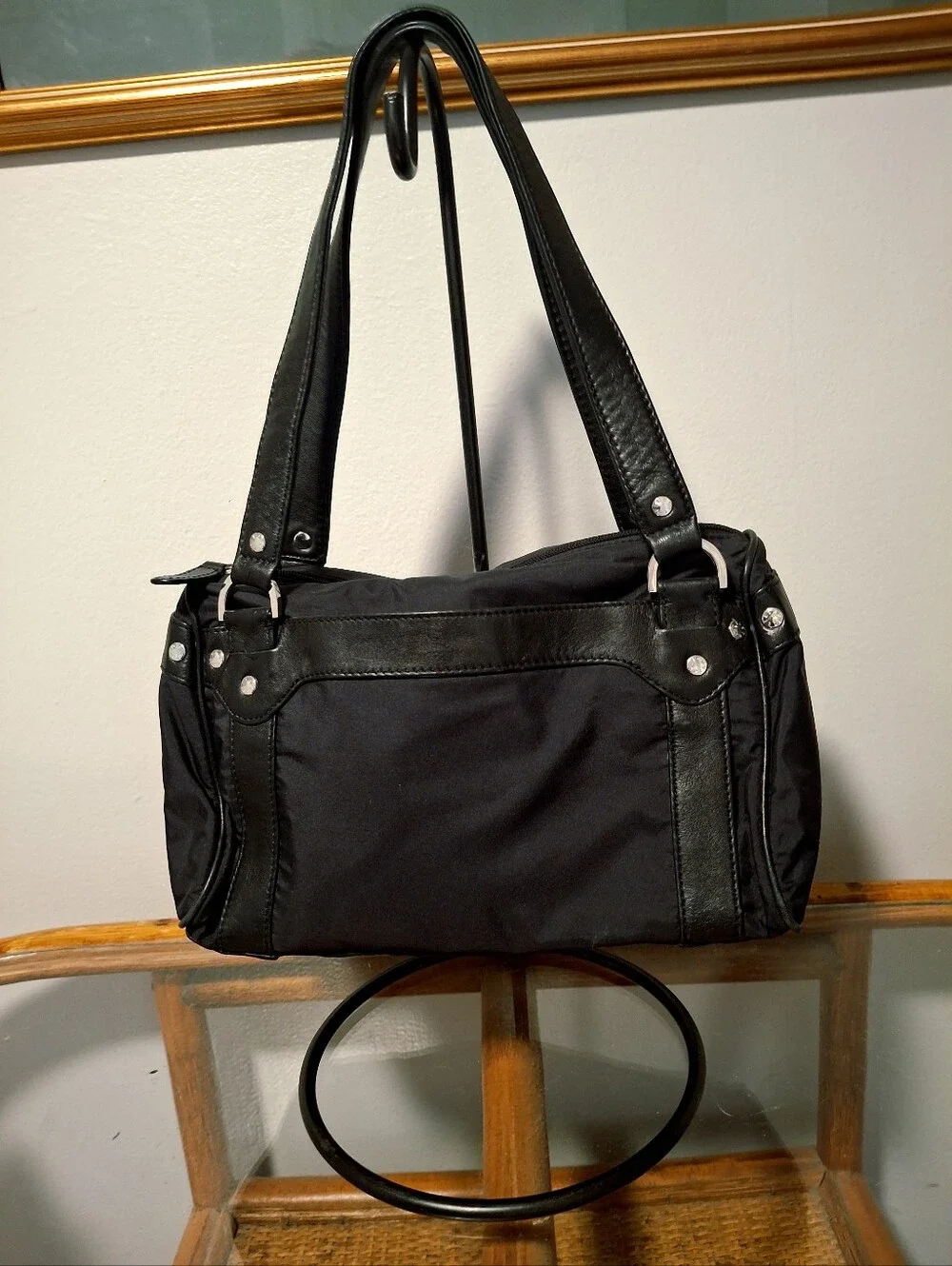 ECHO Black Silk & Leather Y2K Satchel